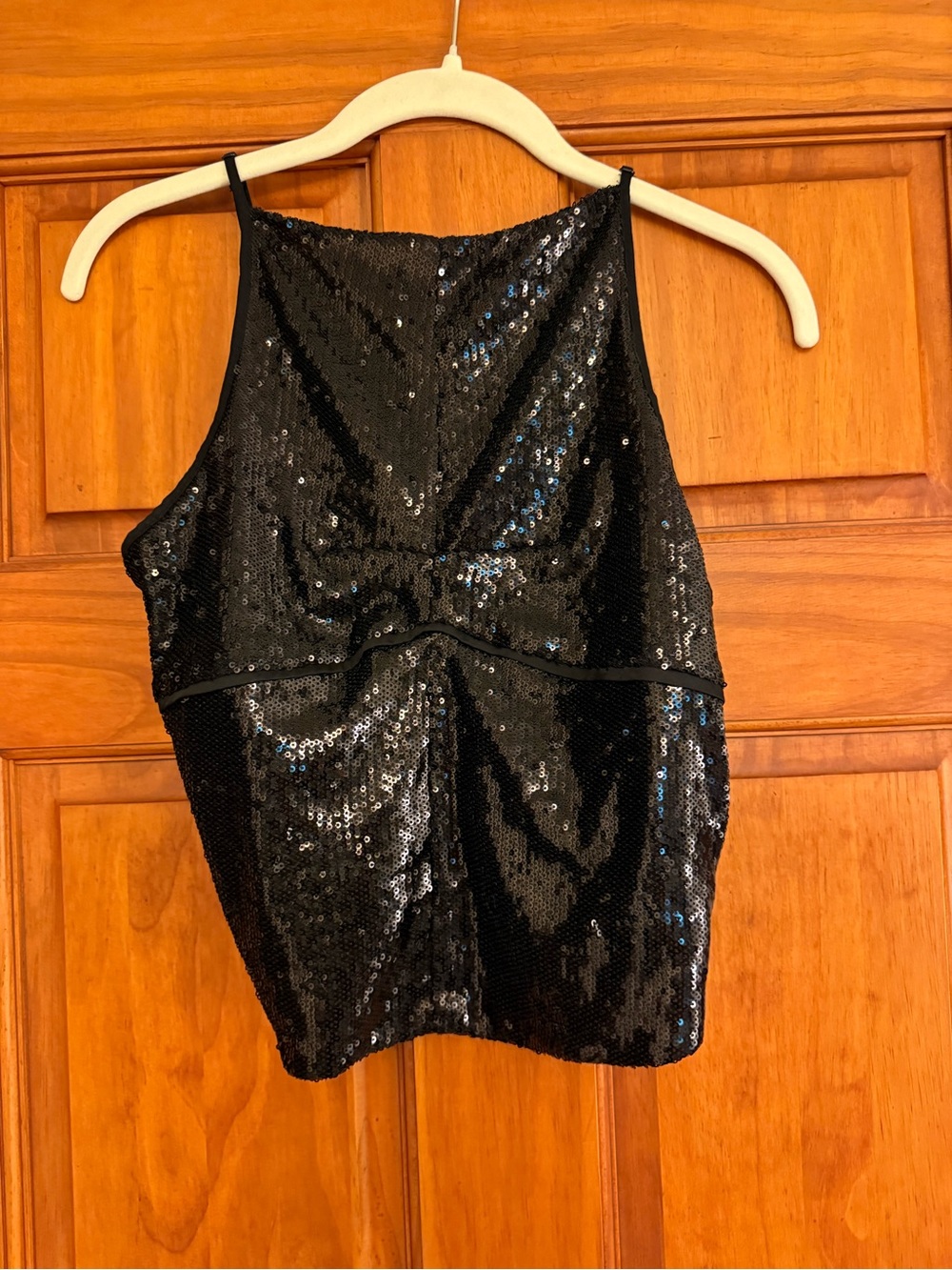 Free People Black Sequin Halter Crop Top